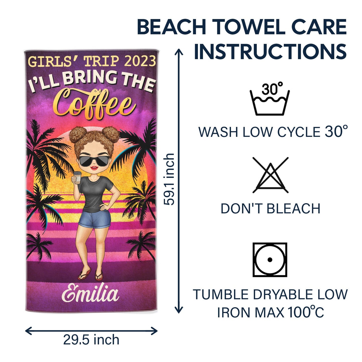 Girls' Trip I'll Bring The Alibi Beaches Swimming Picnic Vacation Traveling - Birthday, Funny Gift For Her, Besties, Family - Personalized Custom Beach Towel