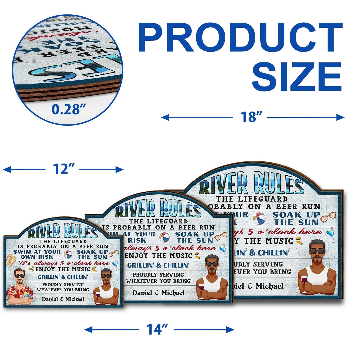 Pool Rules Swim At Your Own Risk Grilling Flat Art - Home Decor, Backyard Decor, Gift For Her, Him, Family, Couples, Husband, Wife - Personalized Custom Shaped Wood Sign