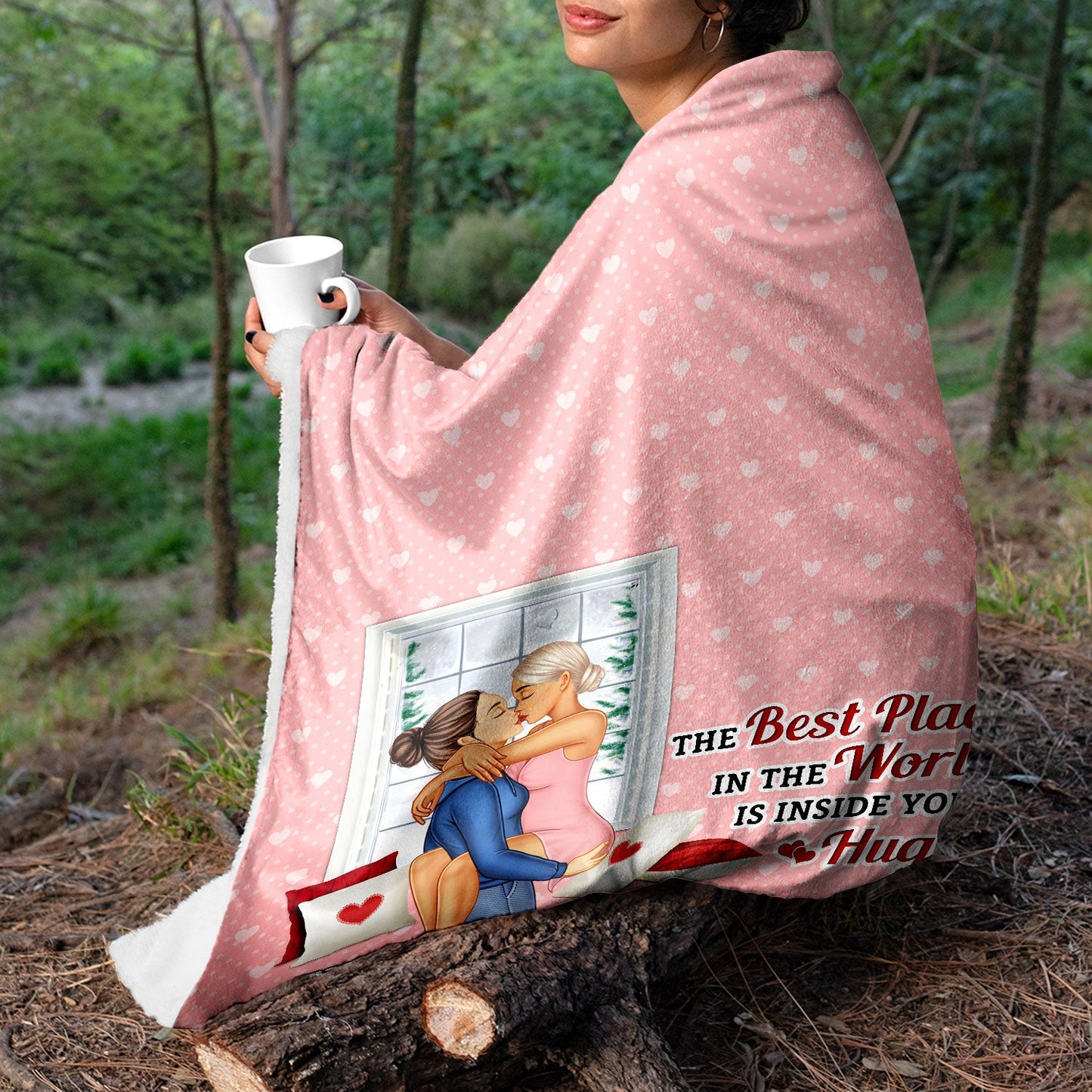The Best Place In The World Is Inside Your Hug - Gift For Couples, Husband And Wife - Personalized Fleece Blanket