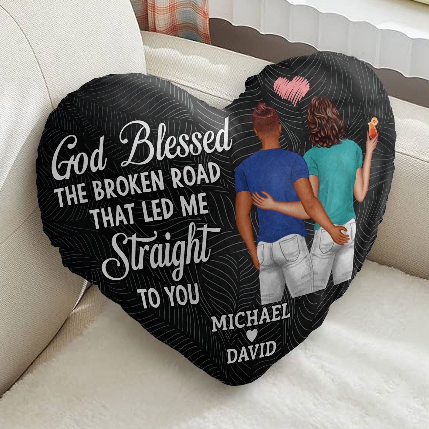 My Heart Is Wherever You Are - Anniversary, Loving Gift For Couples, Husband, Wife - Personalized Heart Shaped Pillow