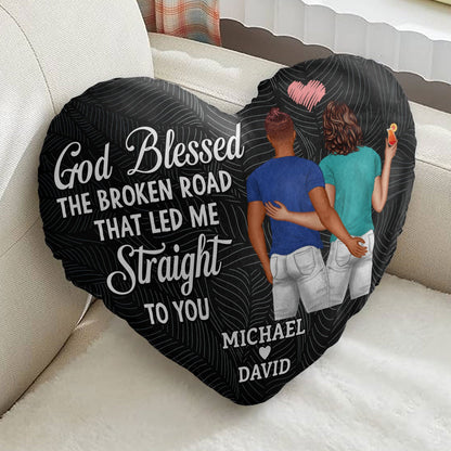 My Heart Is Wherever You Are - Anniversary, Loving Gift For Couples, Husband, Wife - Personalized Heart Shaped Pillow