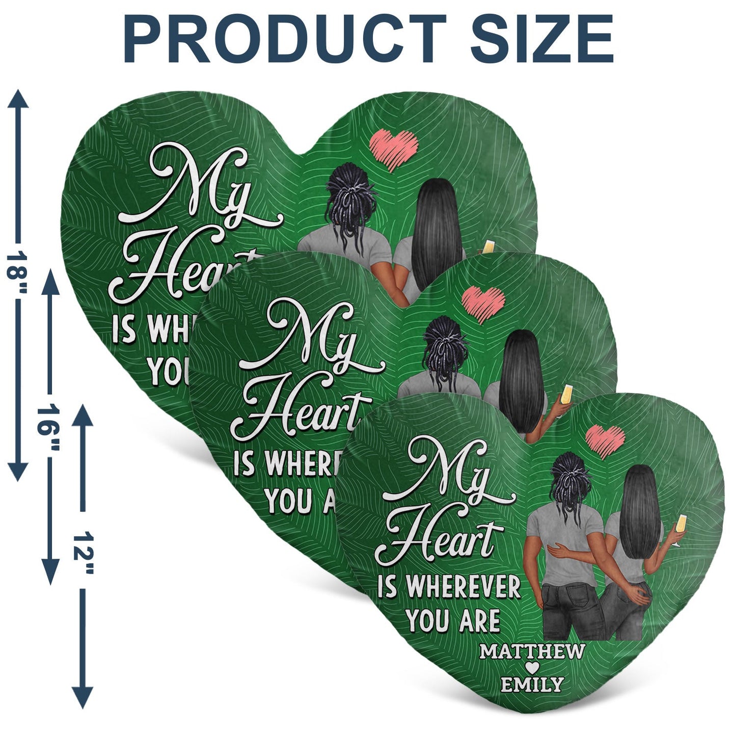 My Heart Is Wherever You Are - Anniversary, Loving Gift For Couples, Husband, Wife - Personalized Heart Shaped Pillow