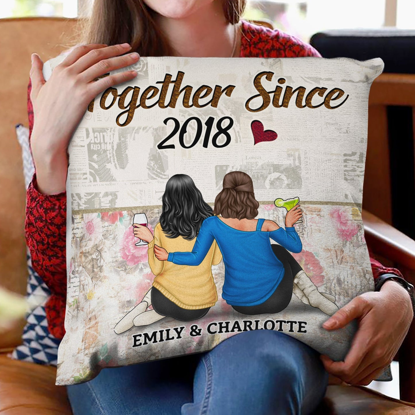 Cartoon Couple Together Since - Birthday, Anniversary Gift For Spouse, Husband, Wife - Personalized Pillow