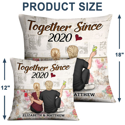 Cartoon Couple Together Since - Birthday, Anniversary Gift For Spouse, Husband, Wife - Personalized Pillow