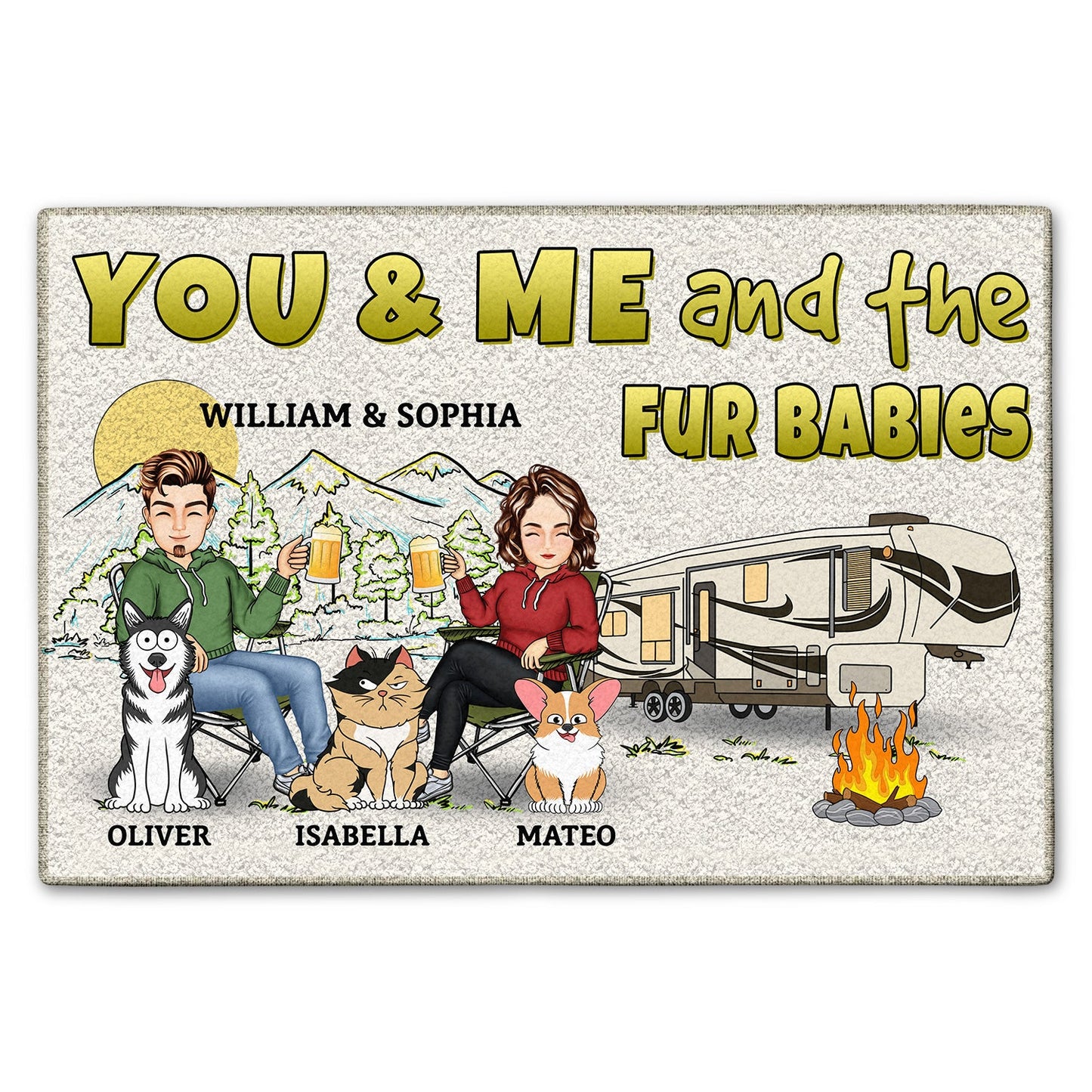 You And Me And The Dog Cat - Gift For Spouse, Couples, Husband, Wife, Pet Lovers - Personalized Doormat