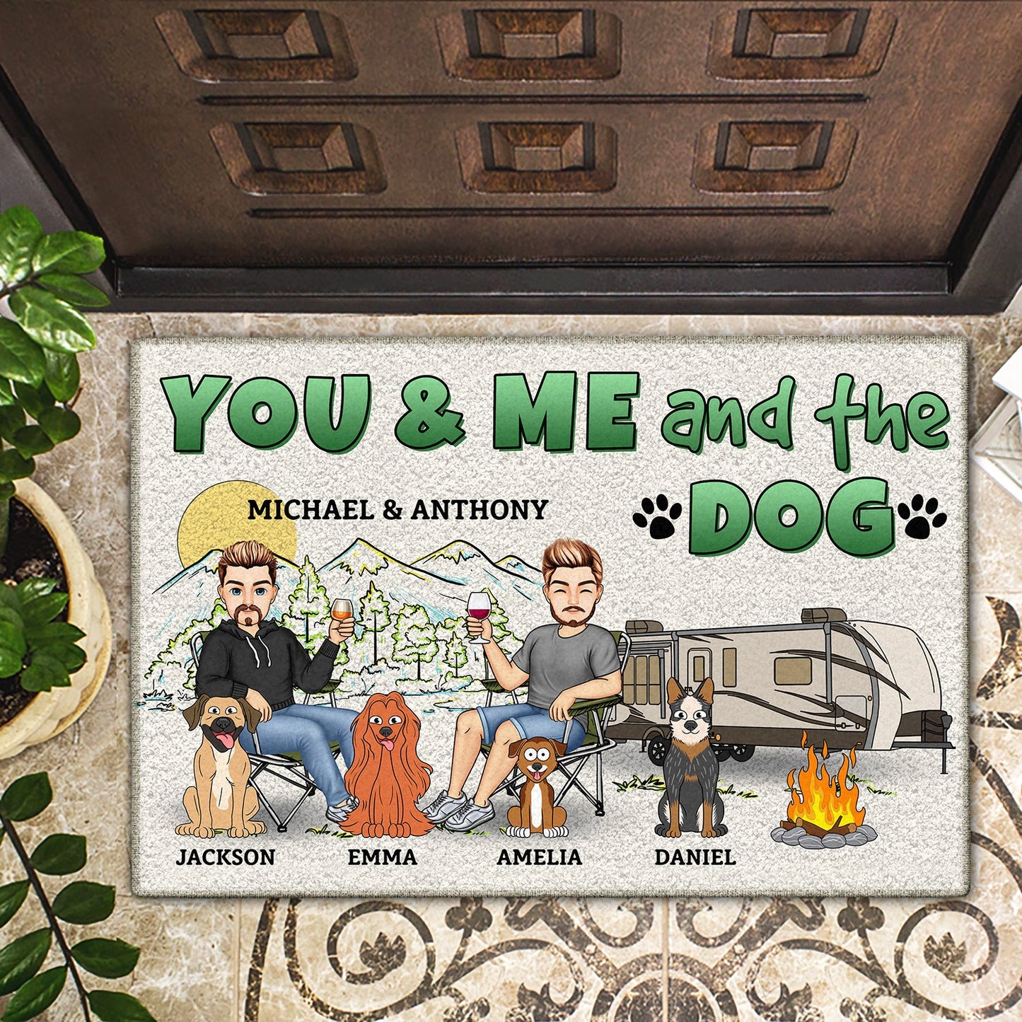 You And Me And The Dog Cat - Gift For Spouse, Couples, Husband, Wife, Pet Lovers - Personalized Doormat