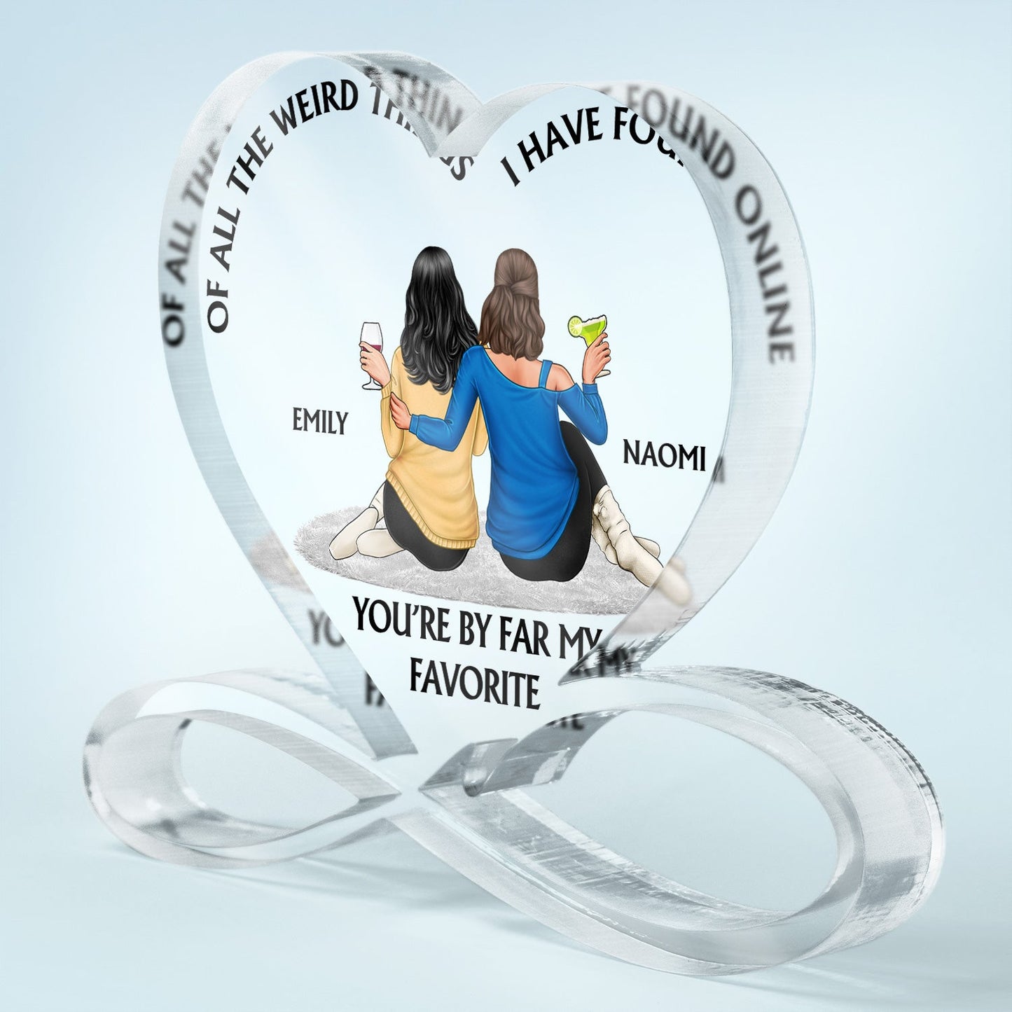 Of All The Weird Things - Anniversary, Loving Gift For Spouse, Couples, Husband, Wife - Personalized Heart Infinity Shaped Acrylic Plaque