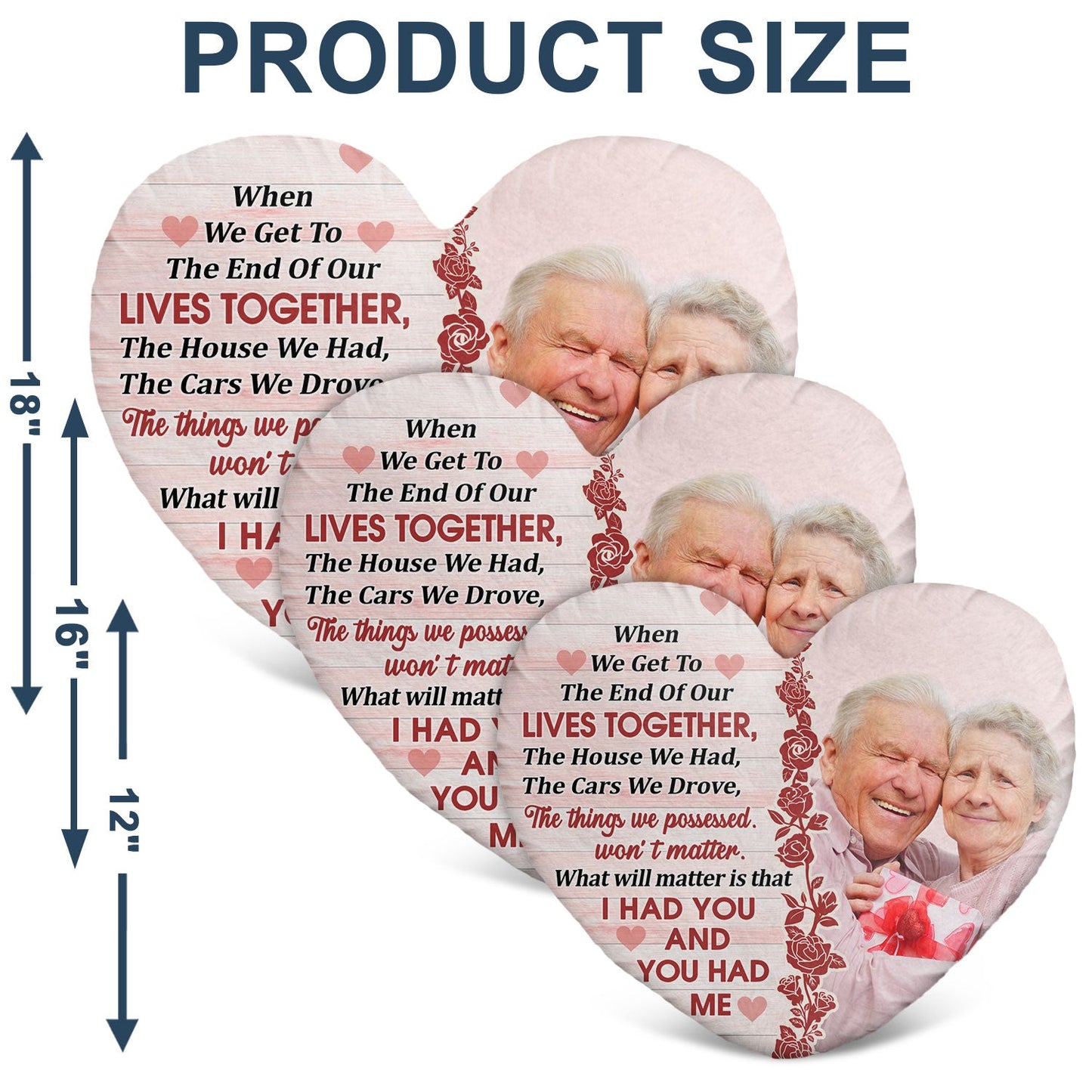 Custom Photo When We Get To The End Of Our Life - Birthday, Anniversary Gift For Couple, Husband, Wife - Personalized Heart Shaped Pillow