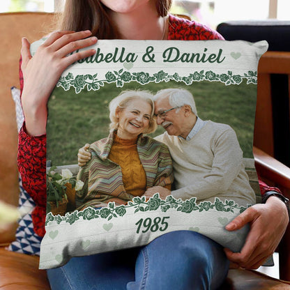 Custom Photo Old Couple - Birthday, Anniversary Gift For Husband, Wife - Personalized Pillow