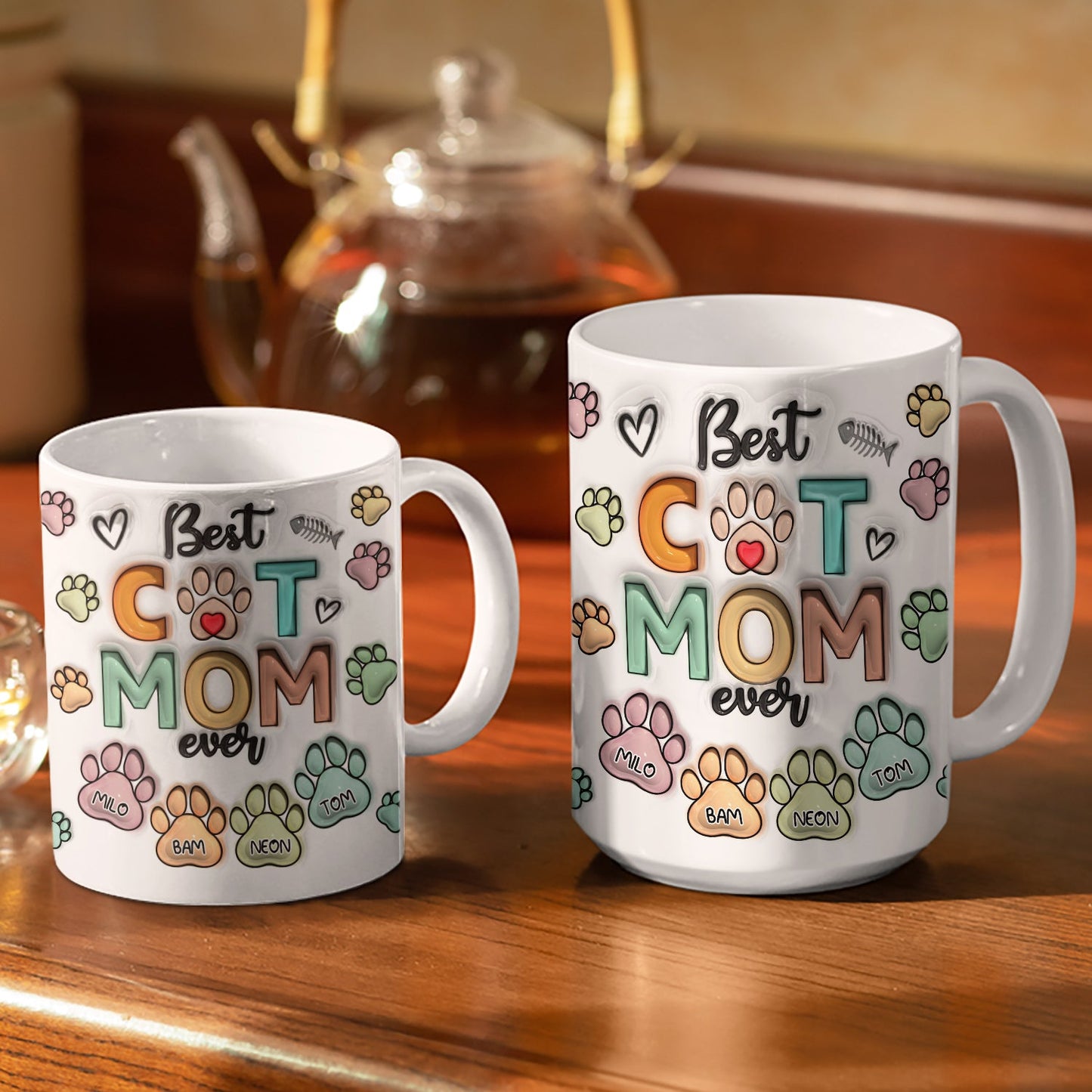 Best Dog Mom Ever - Birthday, Anniversary Gift For Dog Dad, Cat Mom, Pet Lover -  3D Inflated Effect Printed Mug, Personalized White Edge-to-Edge Mug