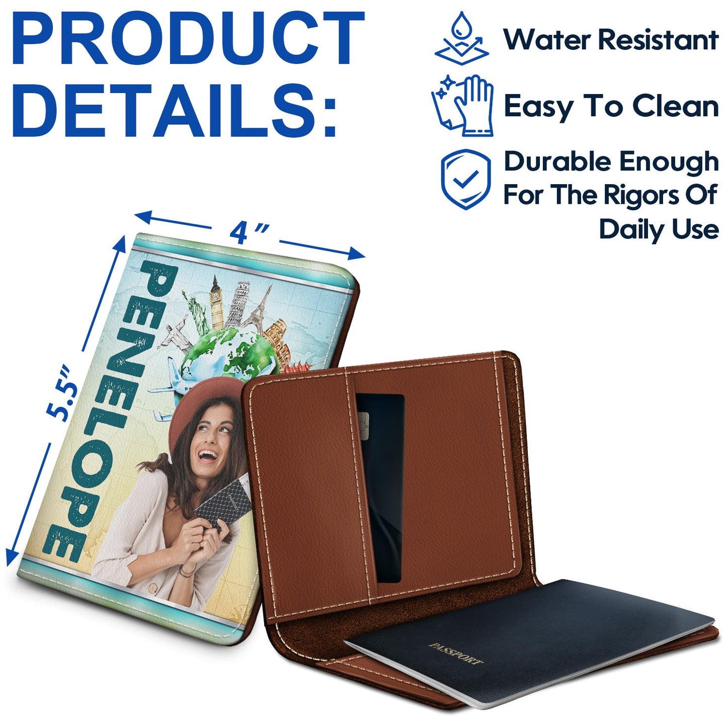 Custom Photo Loves Traveling - Birthday Gift For Him, Her, Family, Trippin', Vacation Lovers - Personalized Passport Cover, Passport Holder