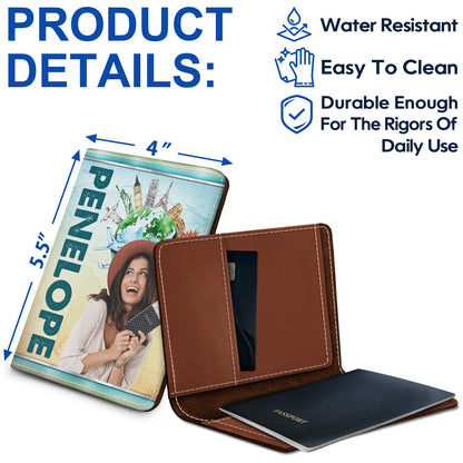 Custom Photo Loves Traveling - Birthday Gift For Him, Her, Family, Trippin', Vacation Lovers - Personalized Passport Cover, Passport Holder