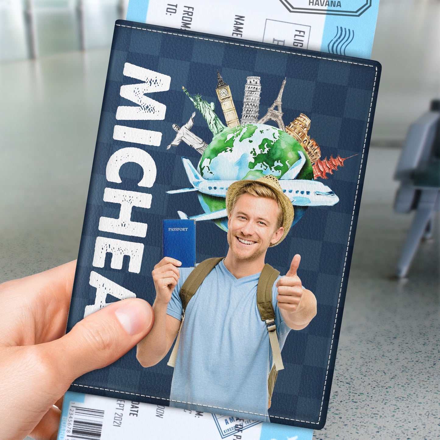 Custom Photo Loves Traveling - Birthday Gift For Him, Her, Family, Trippin', Vacation Lovers - Personalized Passport Cover, Passport Holder