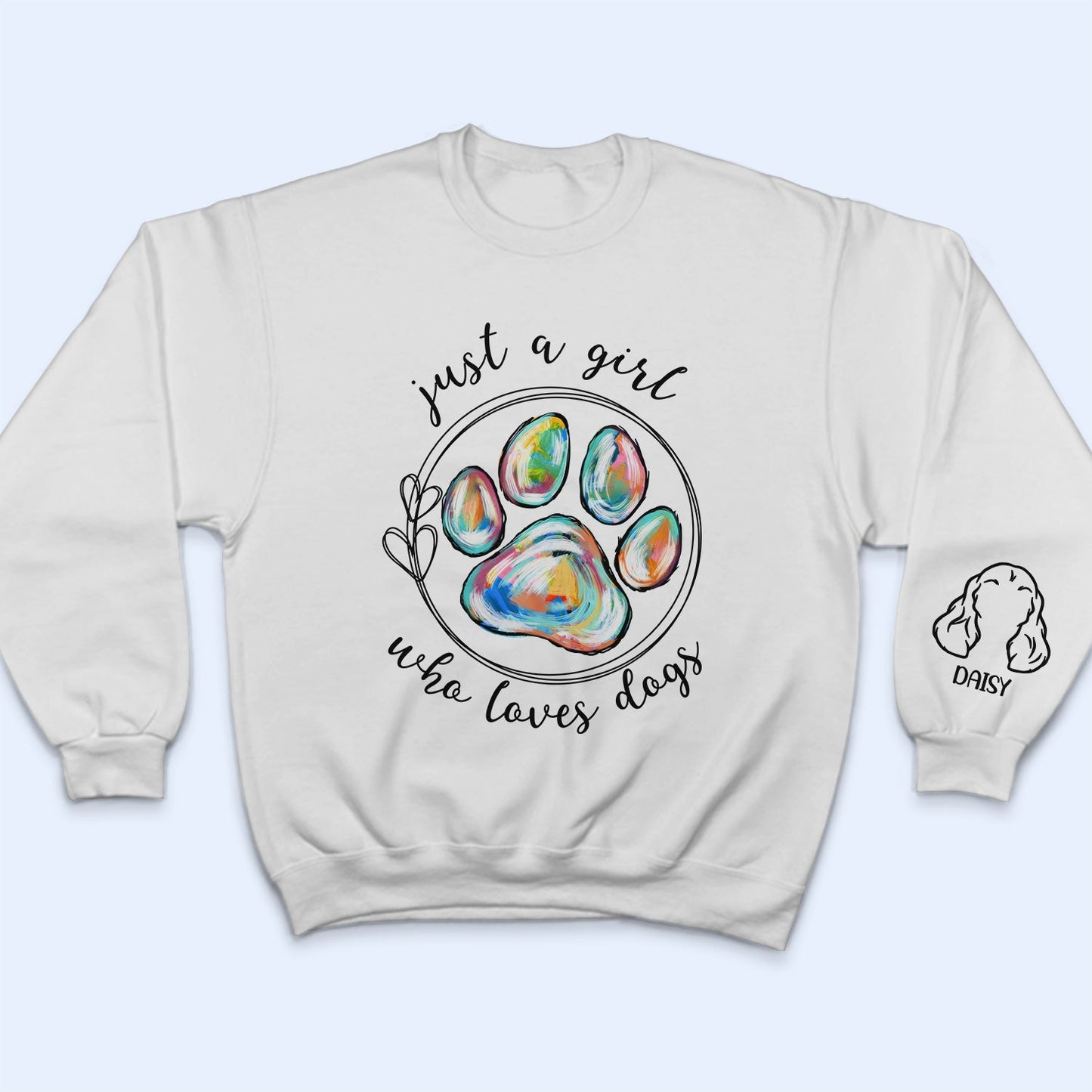 Just A Girl Who Loves Dogs Cats - Birthday, Loving Gift For Dog Lover, Cat Mom, Pet Mum - Personalized Unisex Sweatshirt With Design On Sleeve