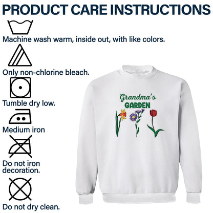 Nana's Garden Flowers - Birthday, Loving Gift For Grandma, Mom, Mum, Mother - Personalized Embroidered Sweatshirt