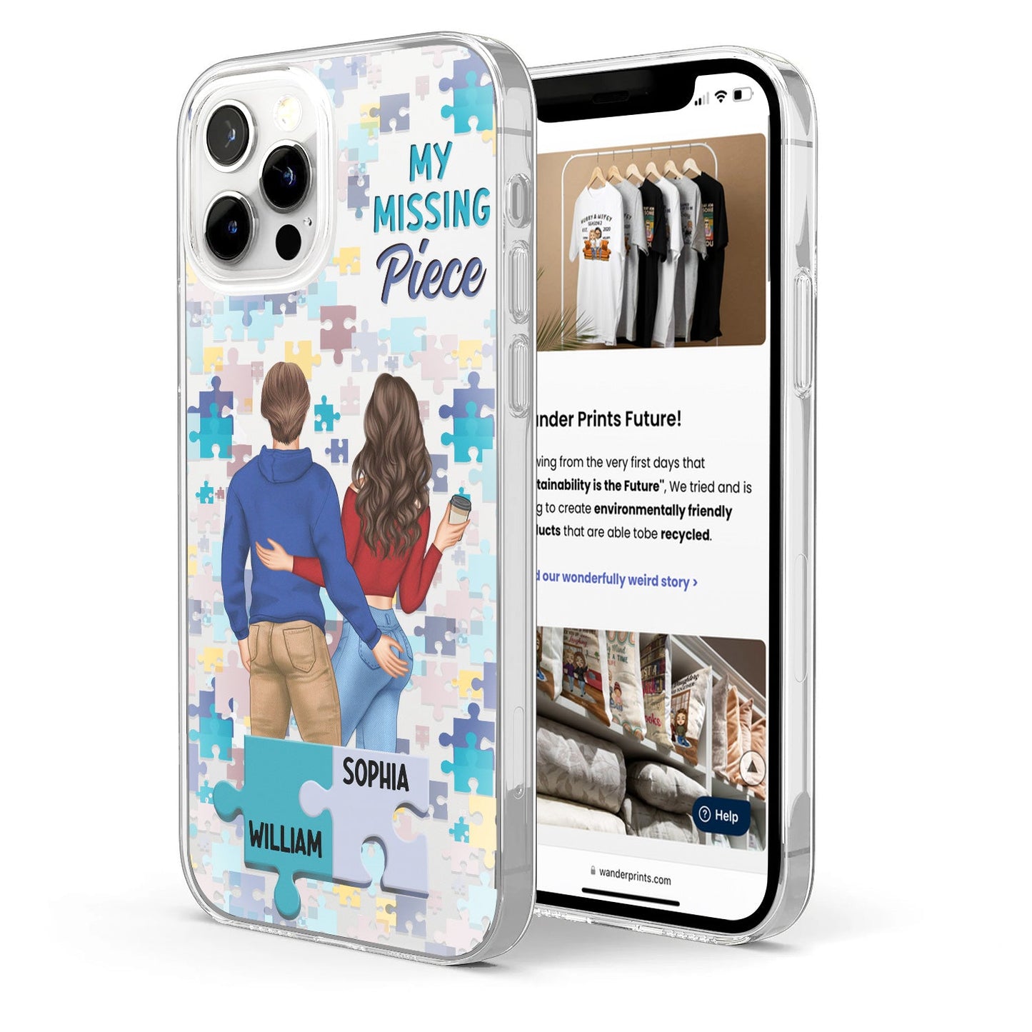 My Missing Piece Couple Back - Loving, Anniversary Gift For Spouse, Husband, Wife - Personalized Clear Phone Case