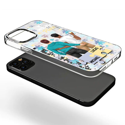 My Missing Piece Couple Back - Loving, Anniversary Gift For Spouse, Husband, Wife - Personalized Clear Phone Case
