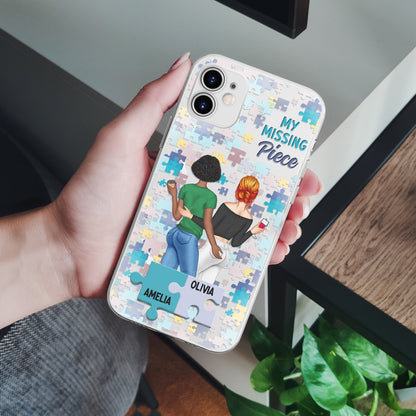 My Missing Piece Couple Back - Loving, Anniversary Gift For Spouse, Husband, Wife - Personalized Clear Phone Case