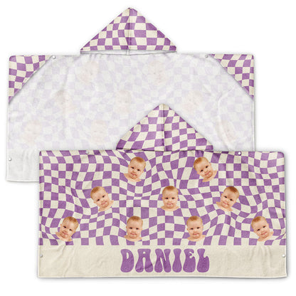 Custom Photo Retro Traveling Beach Poolside Swimming Picnic - Personalized Hooded Beach Towel