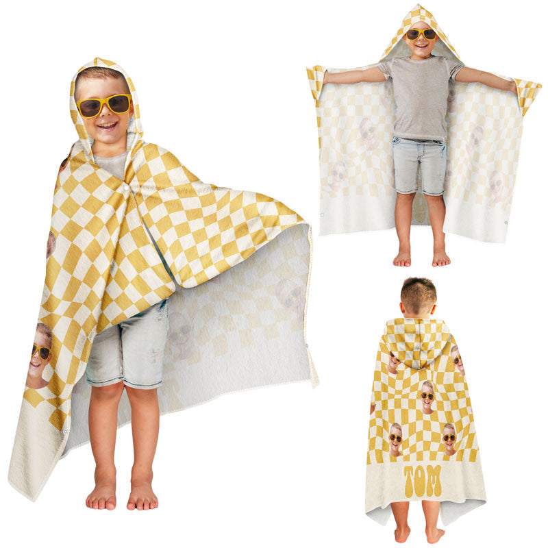 Custom Photo Retro Traveling Beach Poolside Swimming Picnic - Personalized Hooded Beach Towel