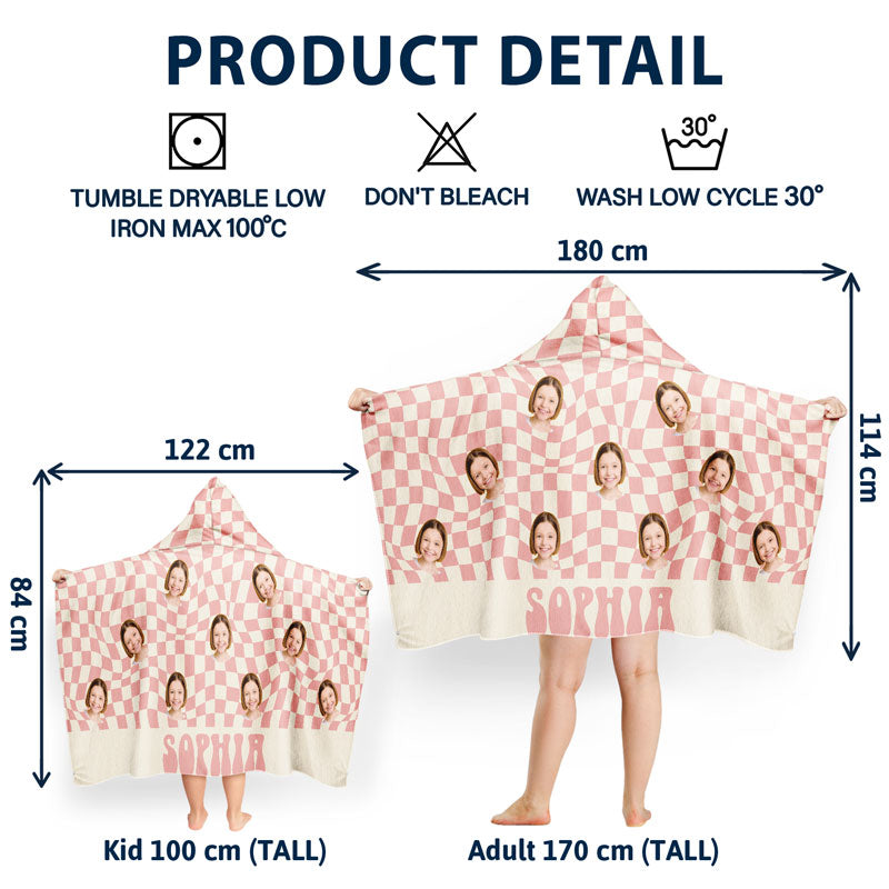 Custom Photo Retro Traveling Beach Poolside Swimming Picnic - Personalized Hooded Beach Towel