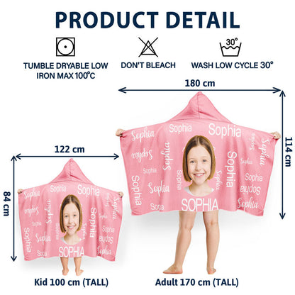 Custom Photo Pattern Name Traveling Beach Poolside Swimming Picnic - Personalized Hooded Beach Towel