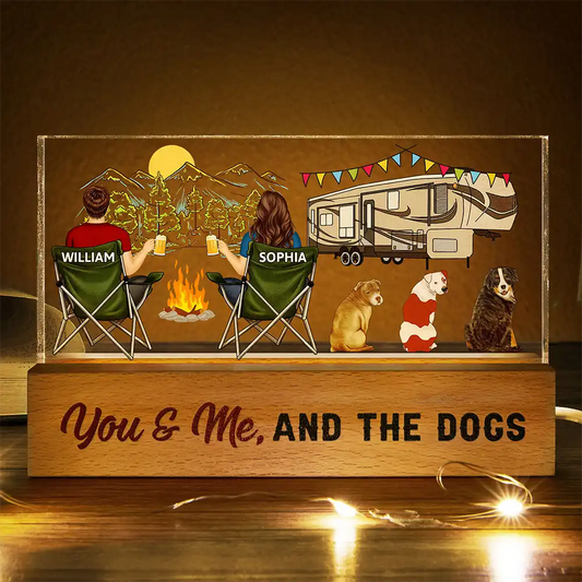 Home Is Where We Park It You And Me And The Dogs Happy Camper Couple - Personalized Rectangle LED Light