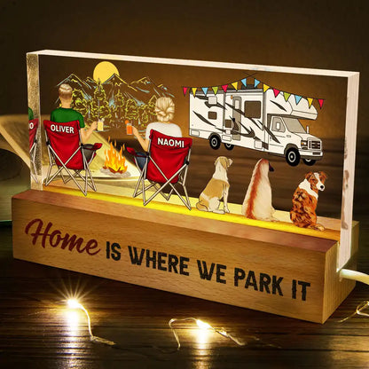 Home Is Where We Park It You And Me And The Dogs Happy Camper Couple - Personalized Rectangle LED Light