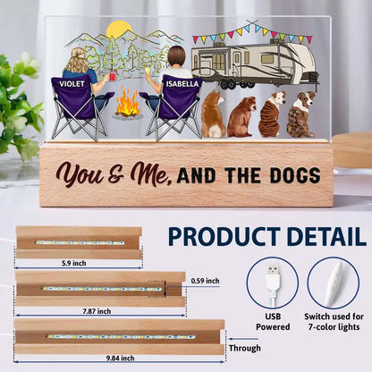 Home Is Where We Park It You And Me And The Dogs Happy Camper Couple - Personalized Rectangle LED Light