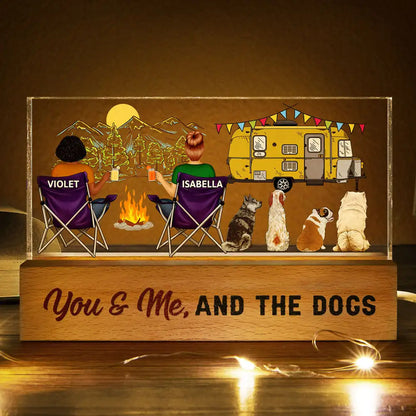 Home Is Where We Park It You And Me And The Dogs Happy Camper Couple - Personalized Rectangle LED Light