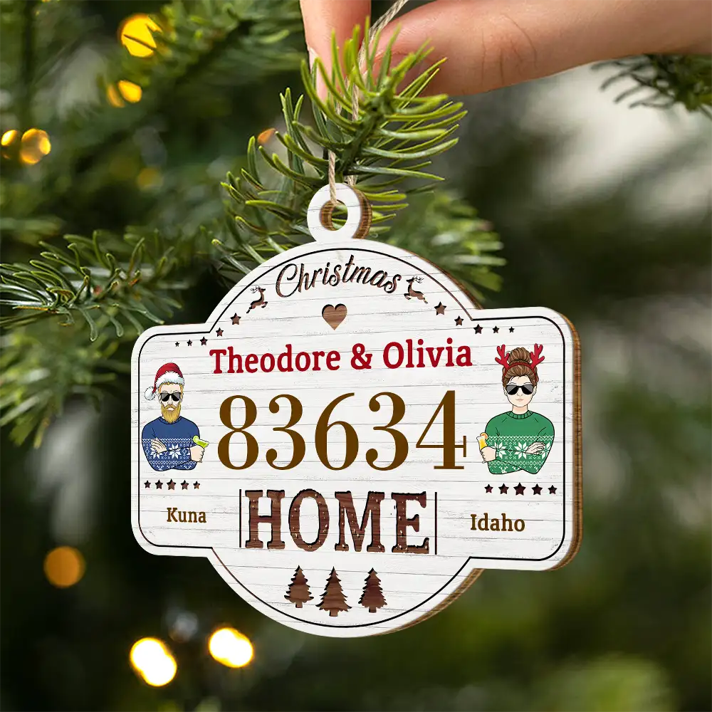 House Number First Christmas In Our New Home - Personalized Custom Shaped Wooden Ornament