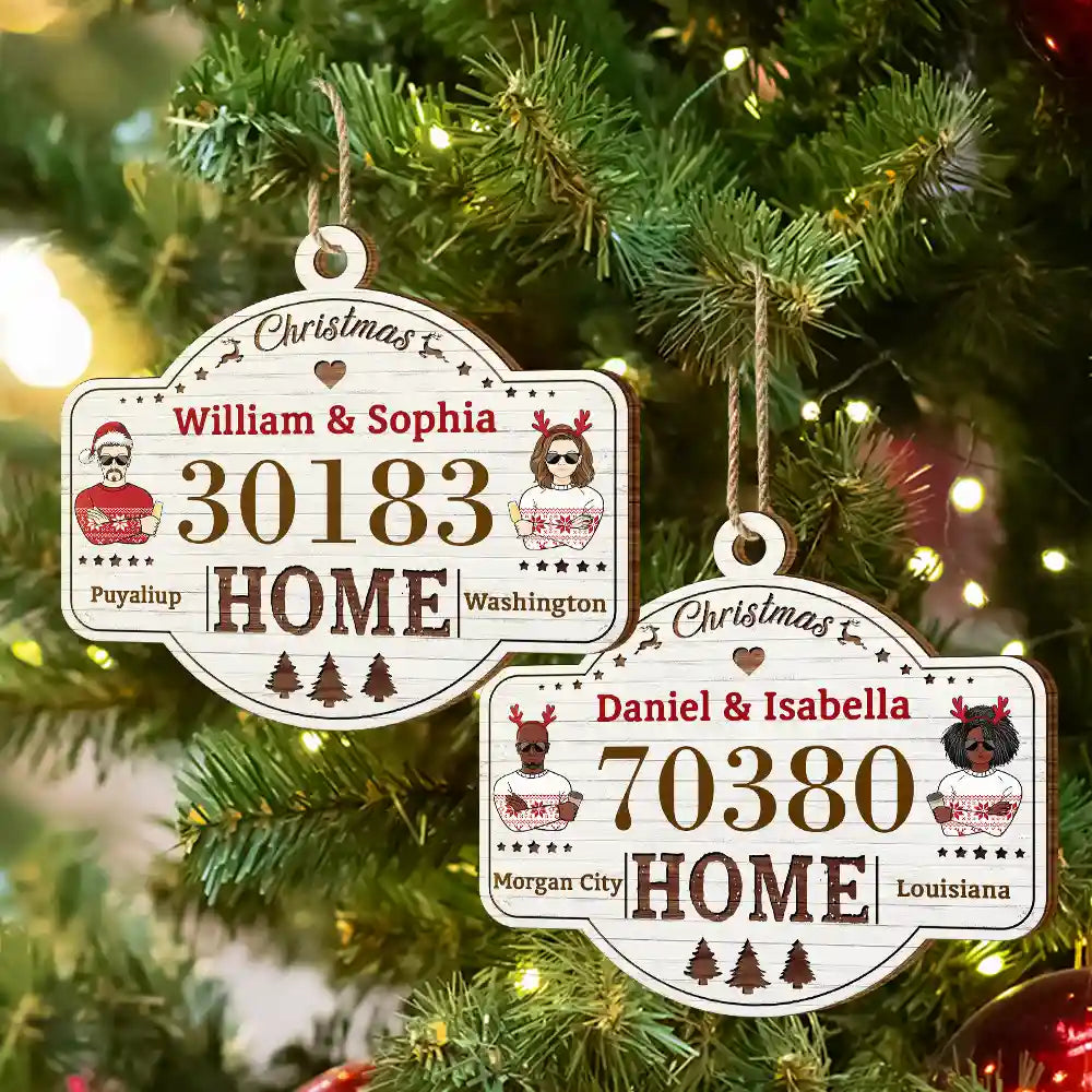 House Number First Christmas In Our New Home - Personalized Custom Shaped Wooden Ornament