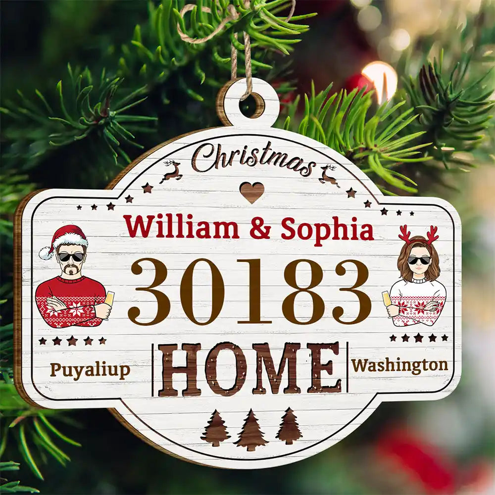 House Number First Christmas In Our New Home - Personalized Custom Shaped Wooden Ornament