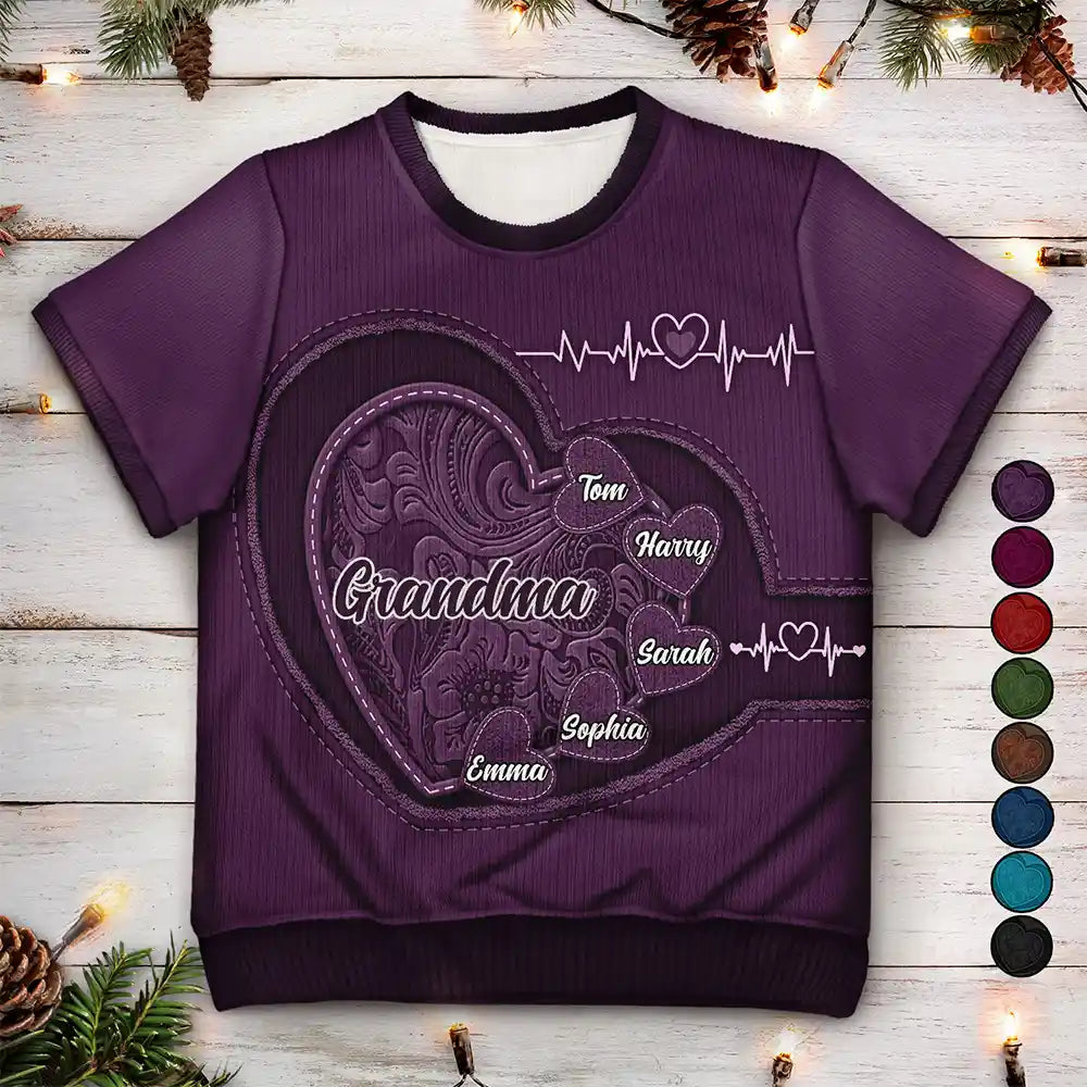 Christmas Grandma's Little Sweethearts - Personalized Short Sleeve Sweater