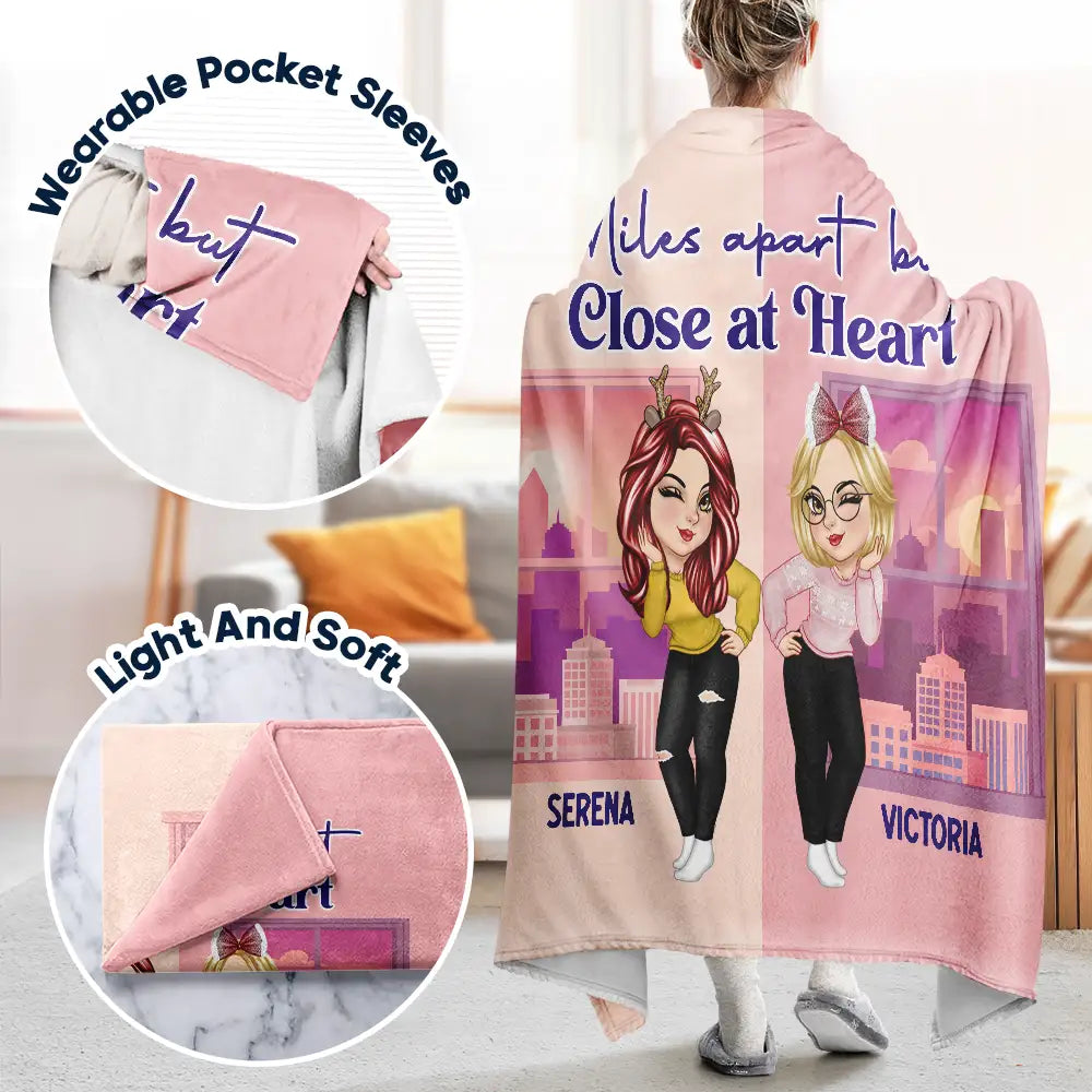 Cute Besties I Wish You Lived Next Door Long Distance Friends - Personalized Wearable Blanket