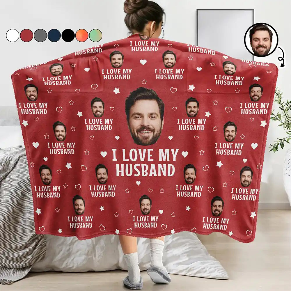 Custom Photo Funny I Love My Husband - Personalized Wearable Blanket