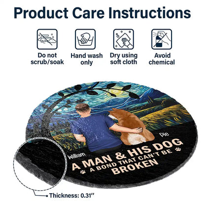 Flower Field A Girl And Her Dog And Cat - Personalized Circle Memorial Garden Stone