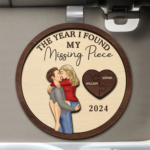 The Year I Found My Missing Piece Kissing Couples - Personalized Custom Shaped Car Visor Clip