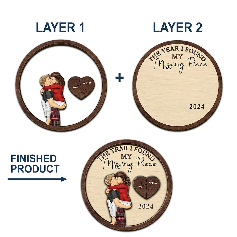 The Year I Found My Missing Piece Kissing Couples - Personalized Custom Shaped Car Visor Clip