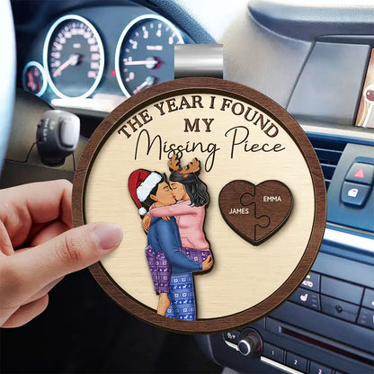 The Year I Found My Missing Piece Kissing Couples - Personalized Custom Shaped Car Visor Clip