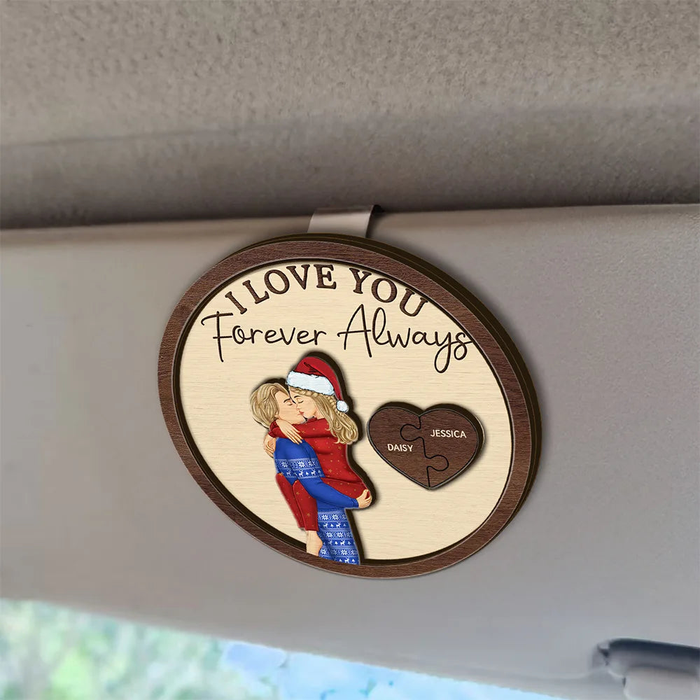 Drive Safe I Love You Kissing Couples - Personalized Custom Shaped Car Visor Clip