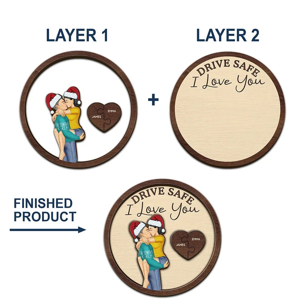 Drive Safe I Love You Kissing Couples - Personalized Custom Shaped Car Visor Clip