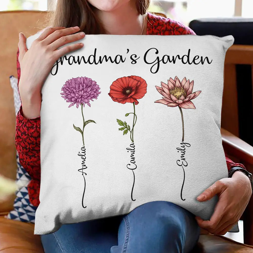 Grandma's Garden Birth Flower - Personalized Pillow