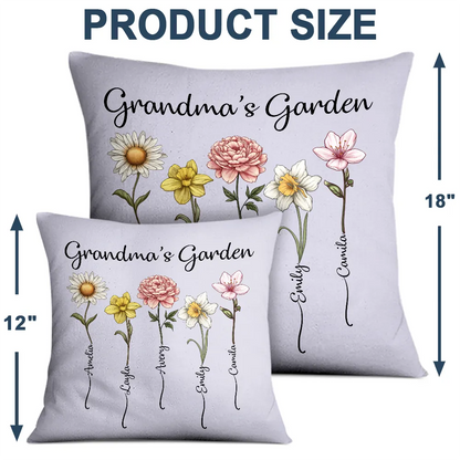 Grandma's Garden Birth Flower - Personalized Pillow