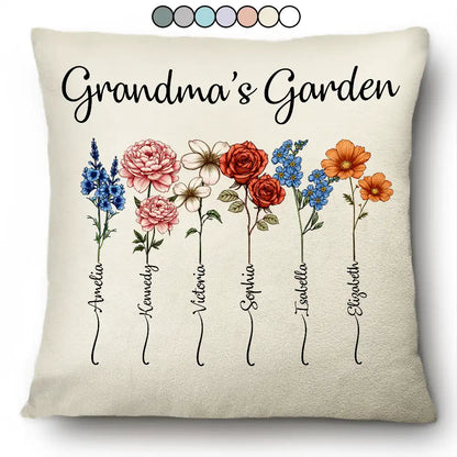 Grandma's Garden Birth Flower Bouquet - Personalized Pillow