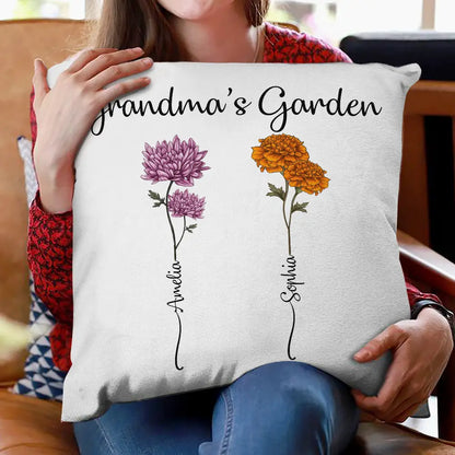 Grandma's Garden Birth Flower Bouquet - Personalized Pillow