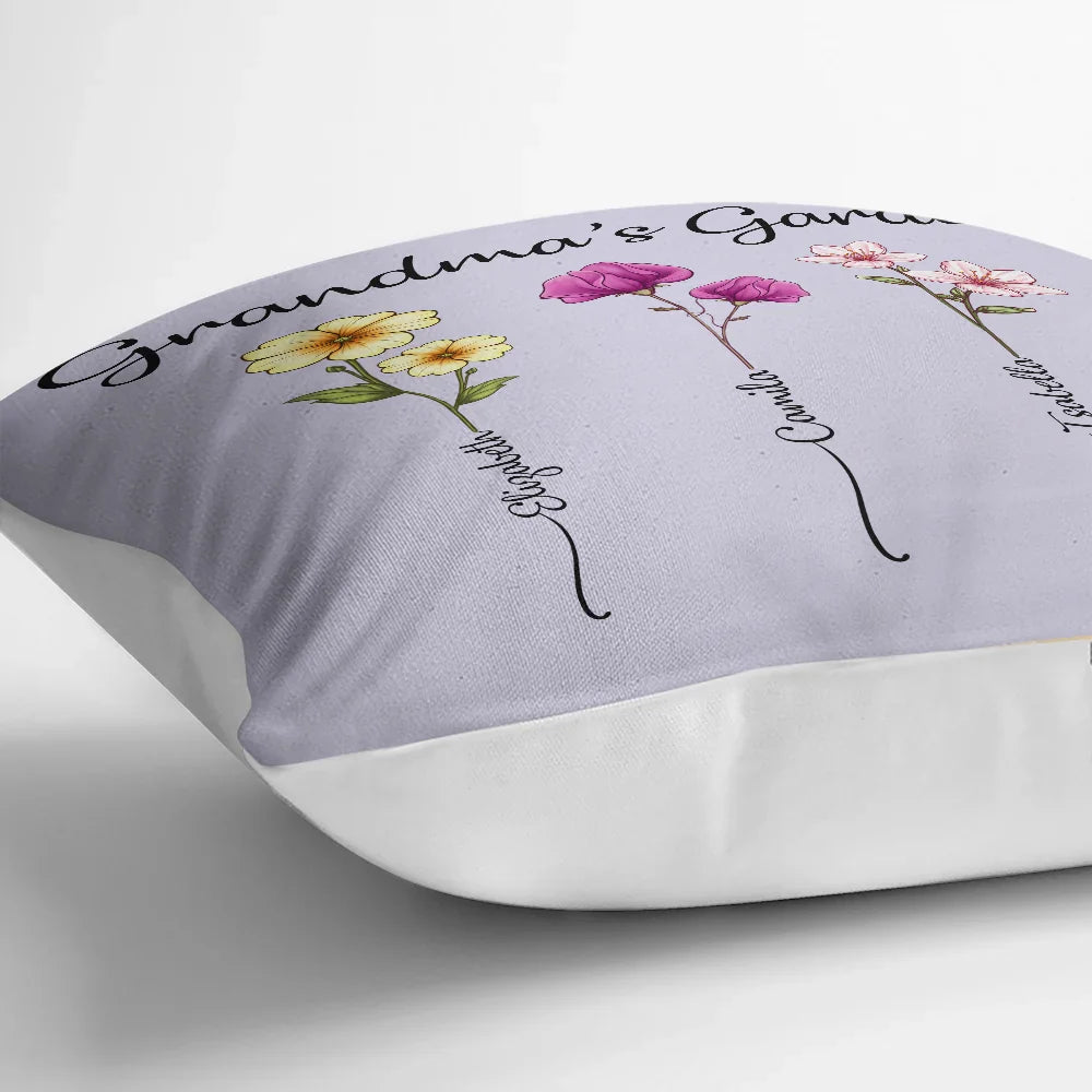 Grandma's Garden Birth Flower Bouquet - Personalized Pillow
