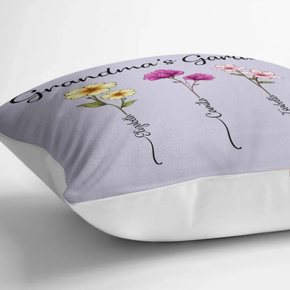 Grandma's Garden Birth Flower Bouquet - Personalized Pillow