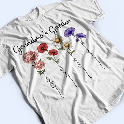 Grandma's Garden Birth Flower Bouquet - Personalized T Shirt