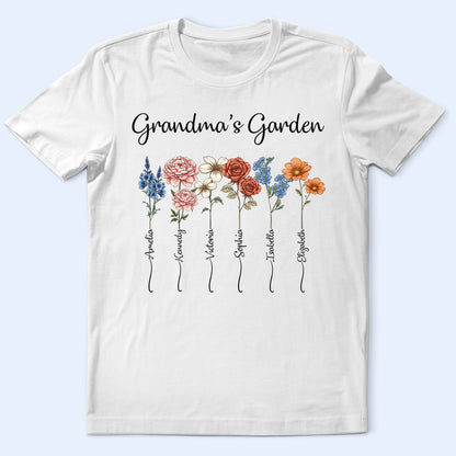 Grandma's Garden Birth Flower Bouquet - Personalized T Shirt